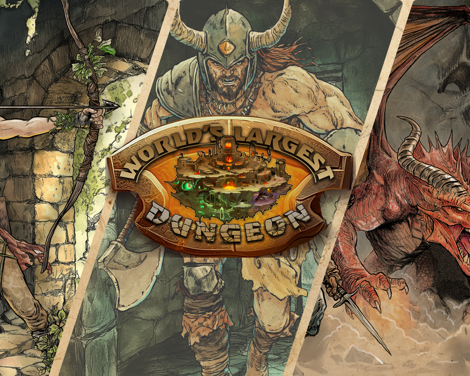 World's Largest Dungeon 20th Anniversary Platinum Edition - Massive 5E tabletop RPG dungeon crawl with 1,600 encounters, exclusive Reaper Miniatures, Fanroll dice, and updated maps. Kickstarter Campaign launching 2025.