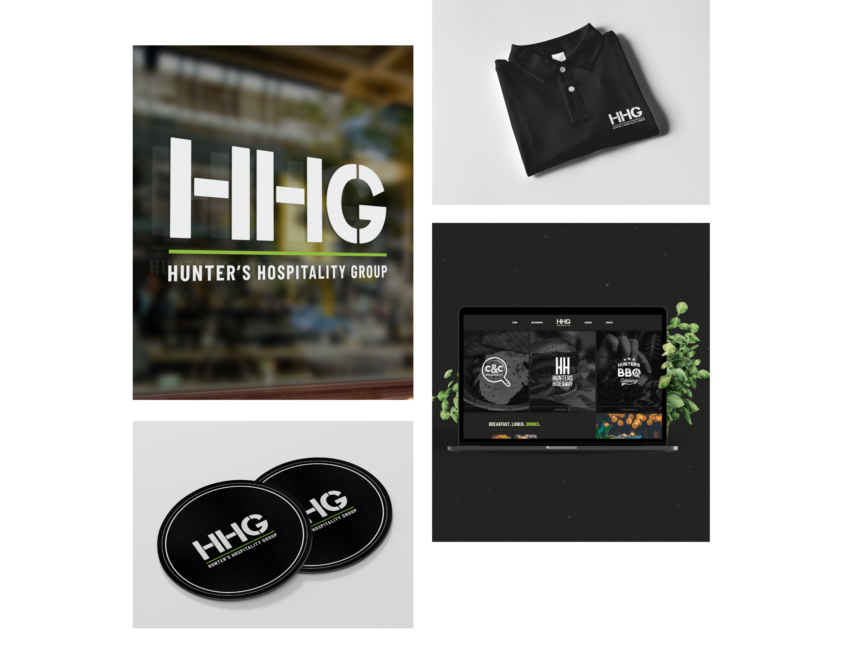 Hunters Hospitality portfolio Print Cell Phone laptop Mockup branding