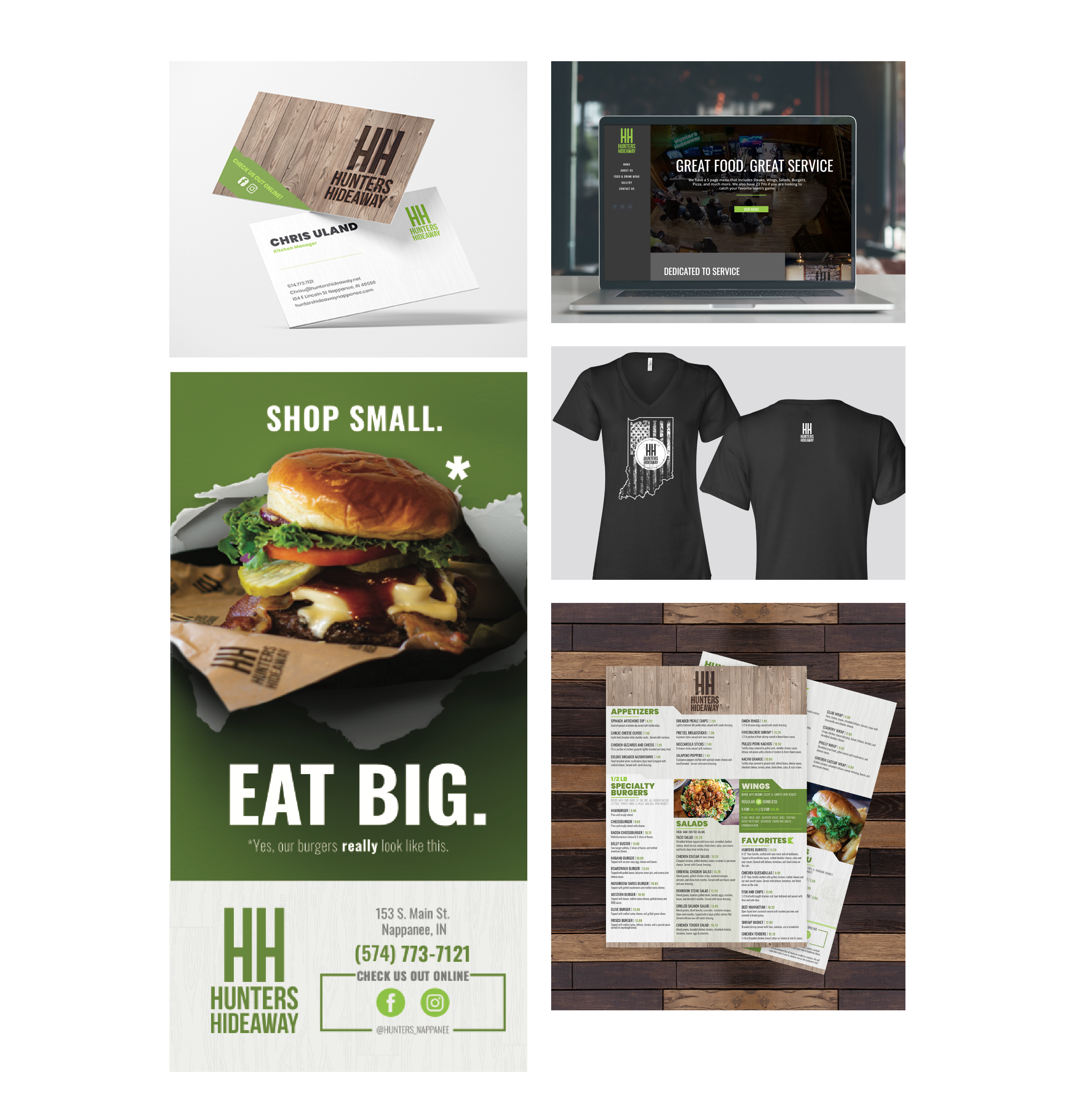 Hunters Hospitality portfolio Print Cell Phone laptop Mockup branding