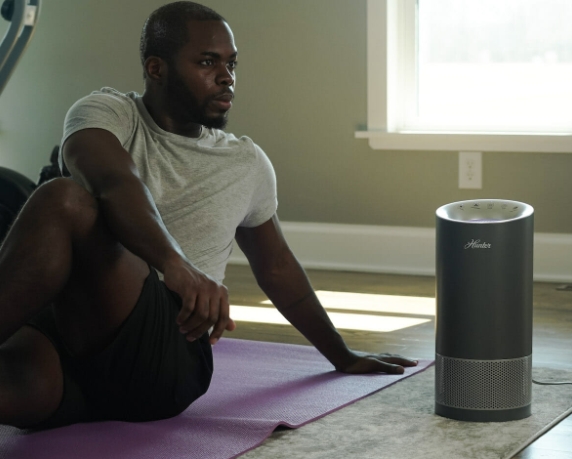 Mindful Hunter Air Purifier Advertising Man stretching